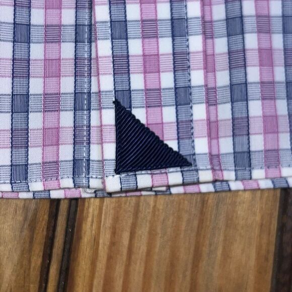 UNTUCKit Dolcetto Button Up Shirt Mens Large Wrinkle Free‎ Pink Blue White Check - Picture 6 of 8